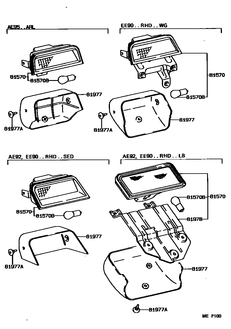Toyota COROLLA 高位刹车灯 EPC diagram — MEP100