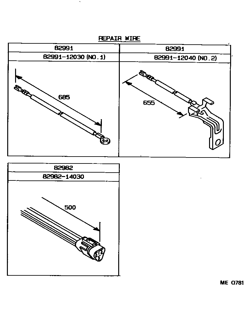 Toyota COROLLA 线束和卡夹 EPC diagram — MEQ781
