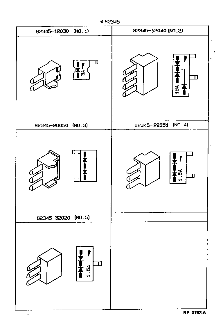 Toyota COROLLA 线束和卡夹 EPC diagram — NE0763A