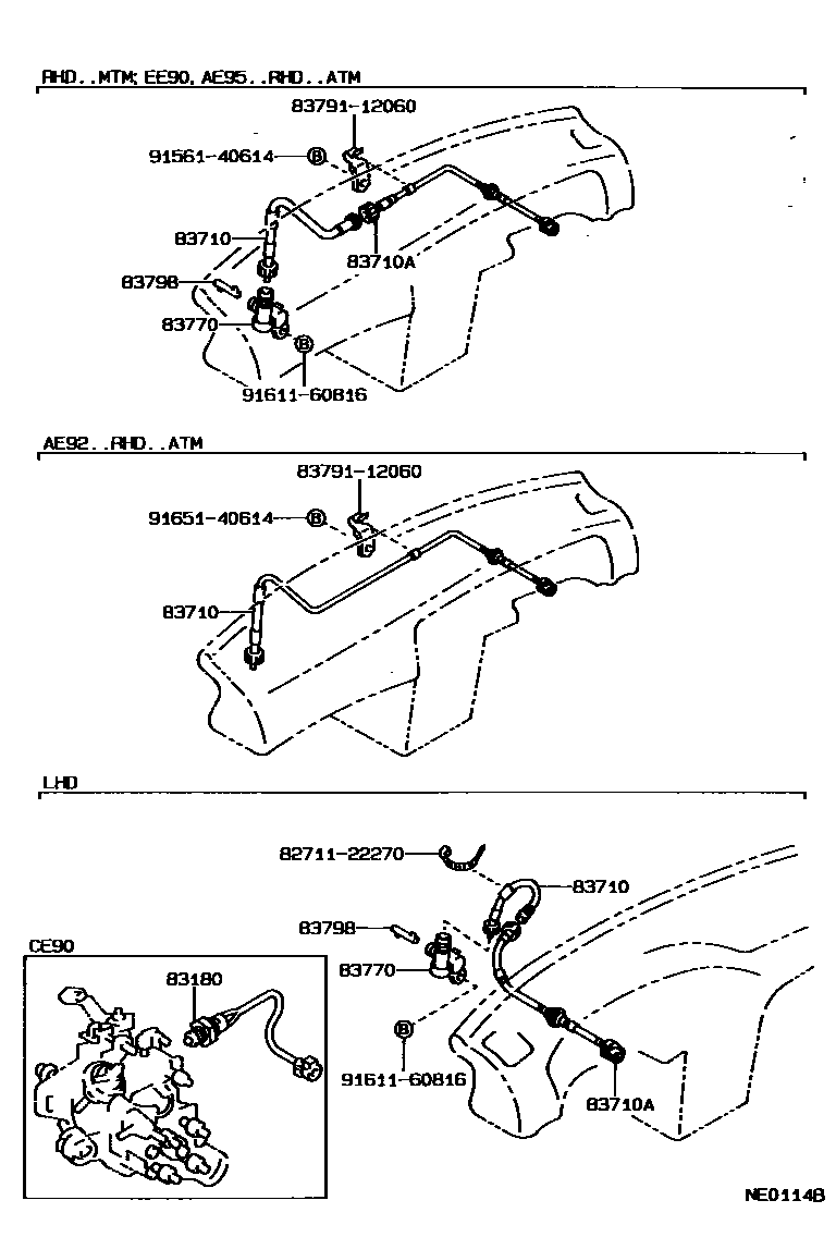 Toyota COROLLA 仪表 EPC diagram — NE0114B