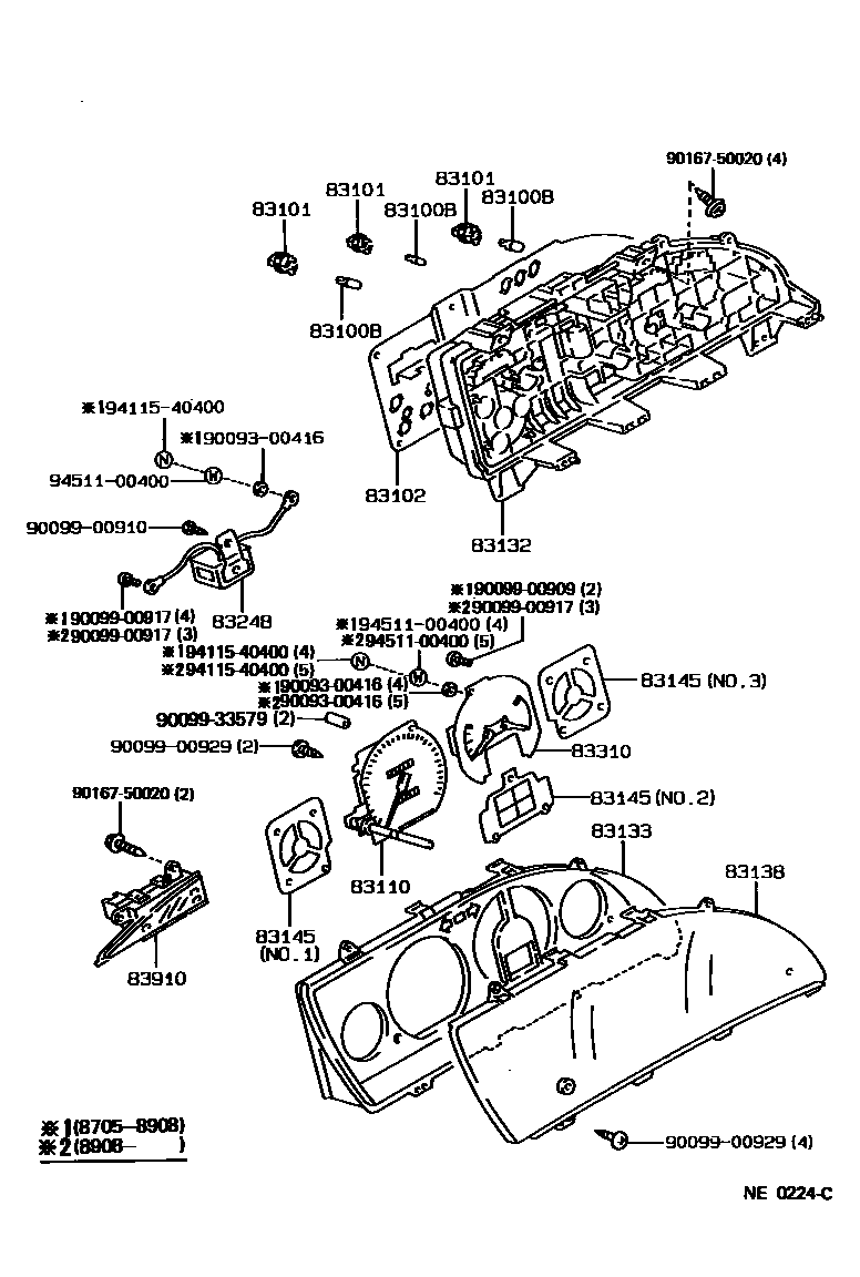 Toyota COROLLA 仪表 EPC diagram — NE0224C