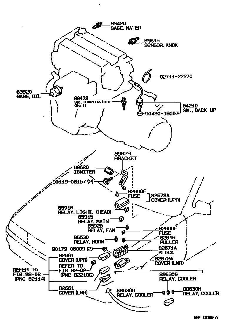 Toyota COROLLA 开关和继电器和ECU EPC diagram — MEQ099A