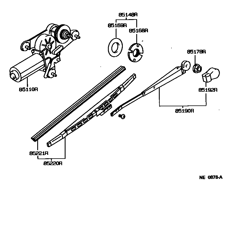 Toyota COROLLA 后刮水器 EPC diagram — NE0878A