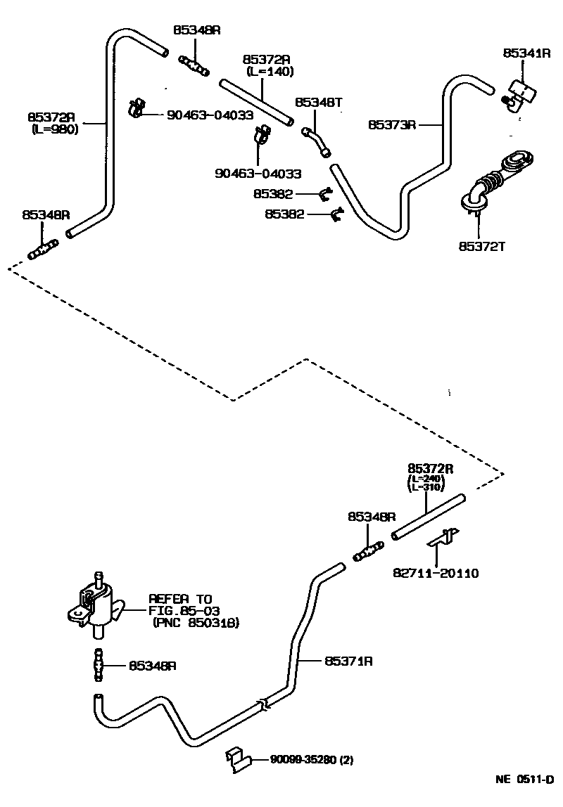 Toyota COROLLA 后清洗器 EPC diagram — NE0511D