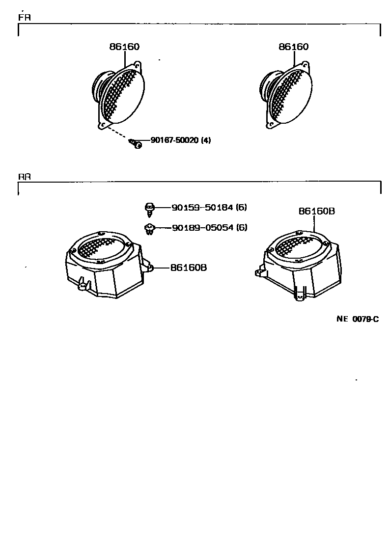 Toyota COROLLA 扬声器 EPC diagram — NE0079C