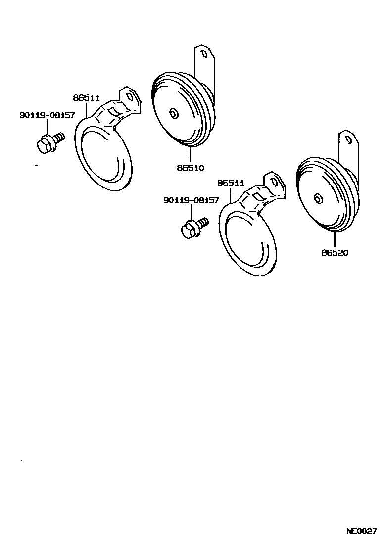 Toyota COROLLA 喇叭 EPC diagram — NE0027