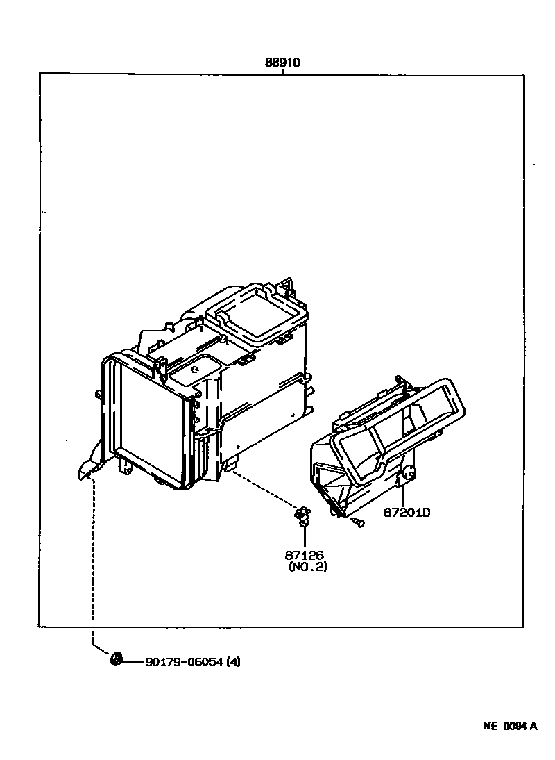 Toyota COROLLA 暖风和空调系统 - 加热装置和鼓风机 EPC diagram — NE0094A
