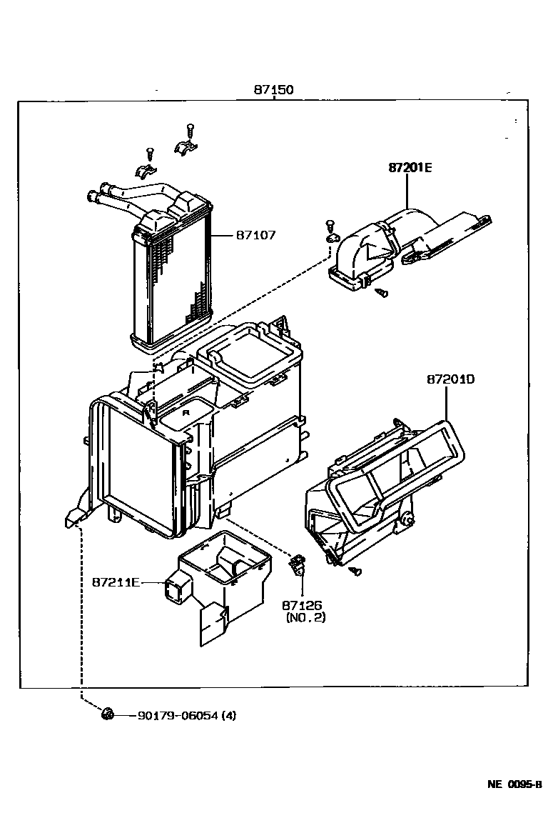 Toyota COROLLA 暖风和空调系统 - 加热装置和鼓风机 EPC diagram — NE0095B