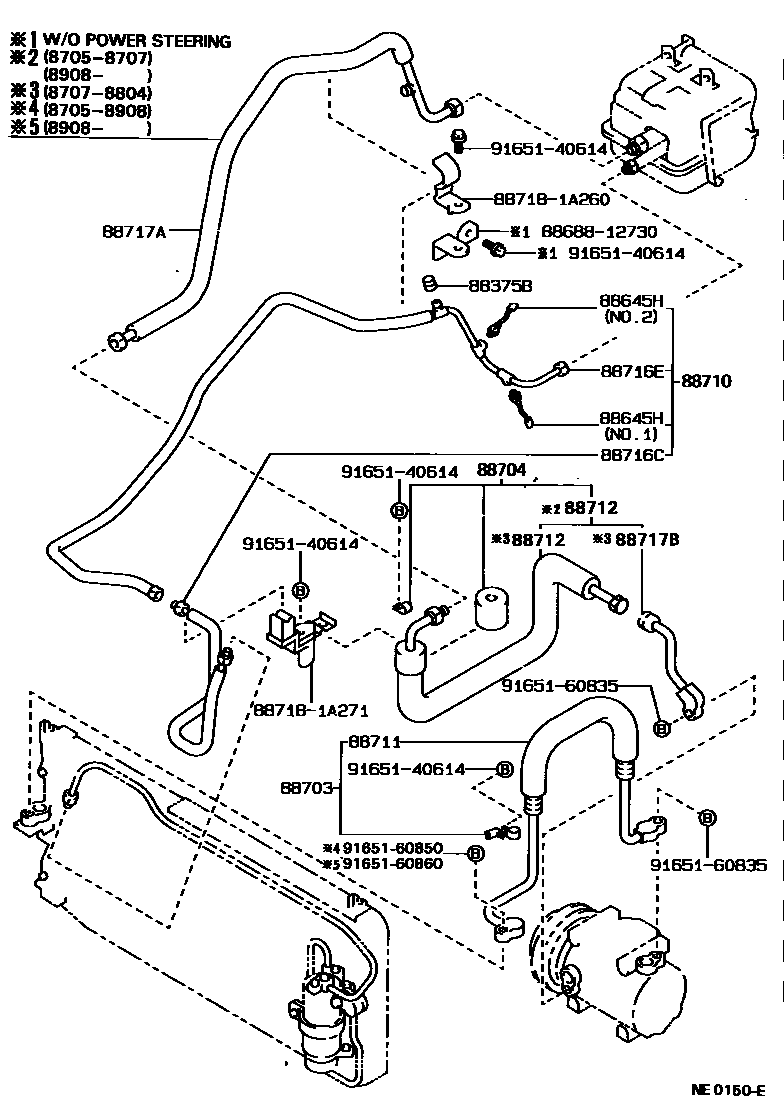 Toyota COROLLA Heating & Air Conditioning - Cooler Piping EPC diagram — NE0150E