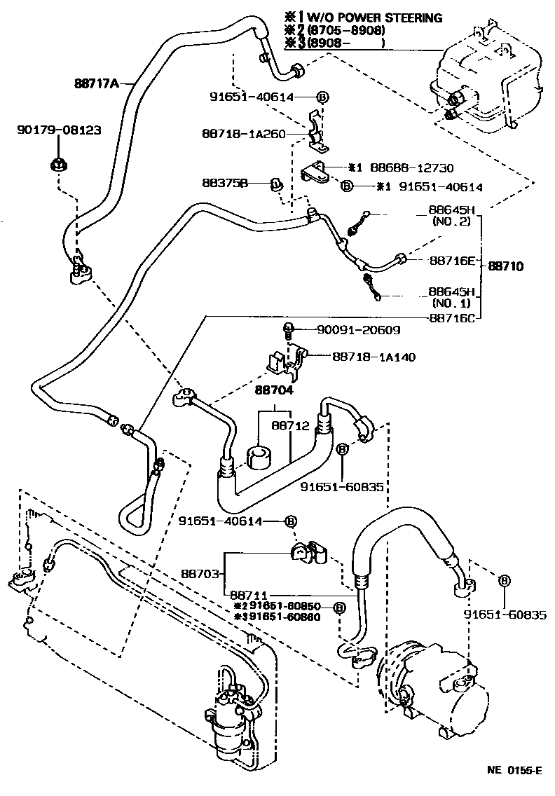 Toyota COROLLA Heating & Air Conditioning - Cooler Piping EPC diagram — NE0155E