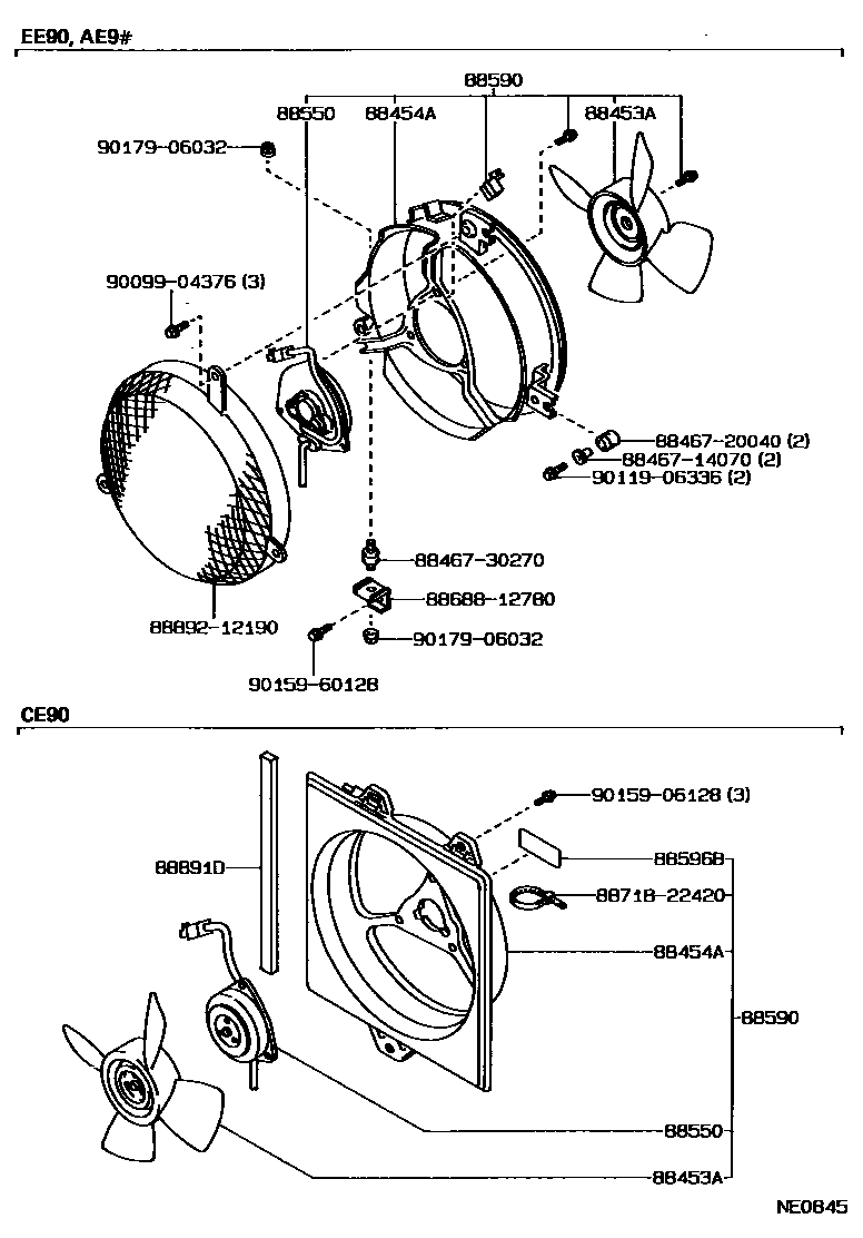 Toyota COROLLA Heating & Air Conditioning - Cooler Piping EPC diagram — NE0845