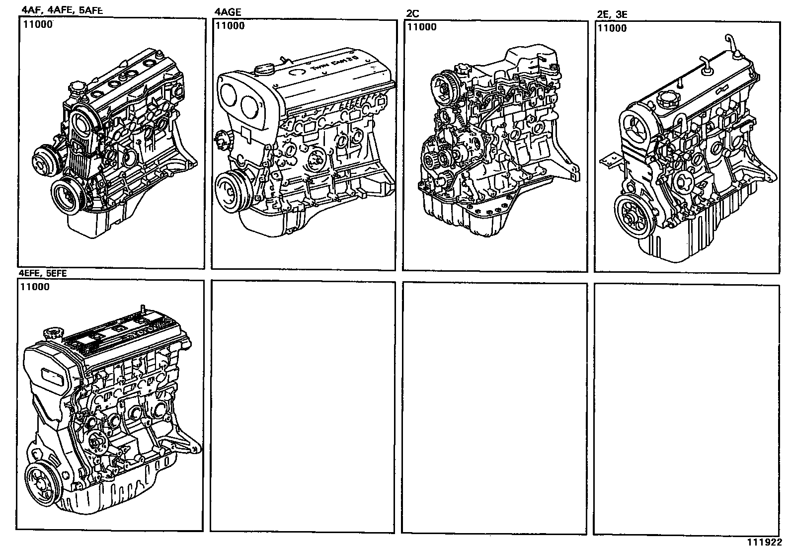 Toyota COROLLA Partial Engine Assembly EPC diagram — 111922