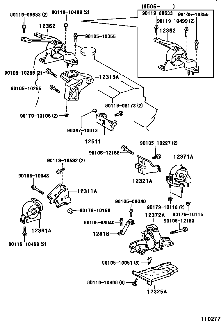 Toyota COROLLA Engine Mounting EPC diagram — 110277