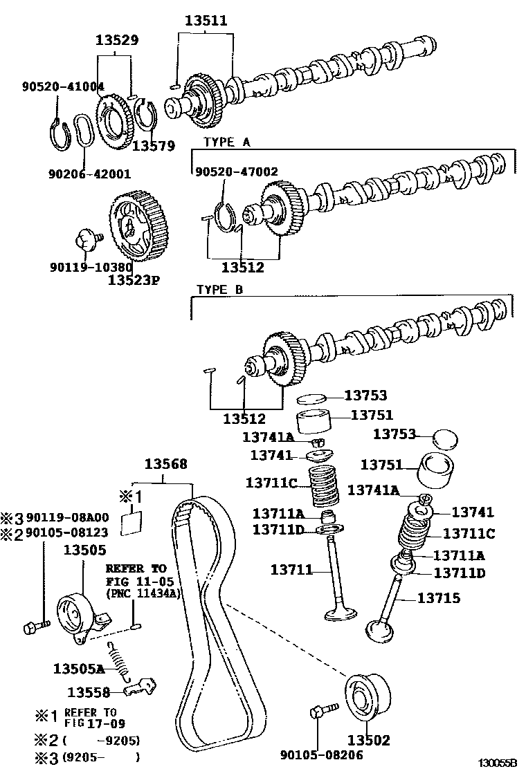 Toyota COROLLA Camshaft & Valve EPC diagram — 130055B