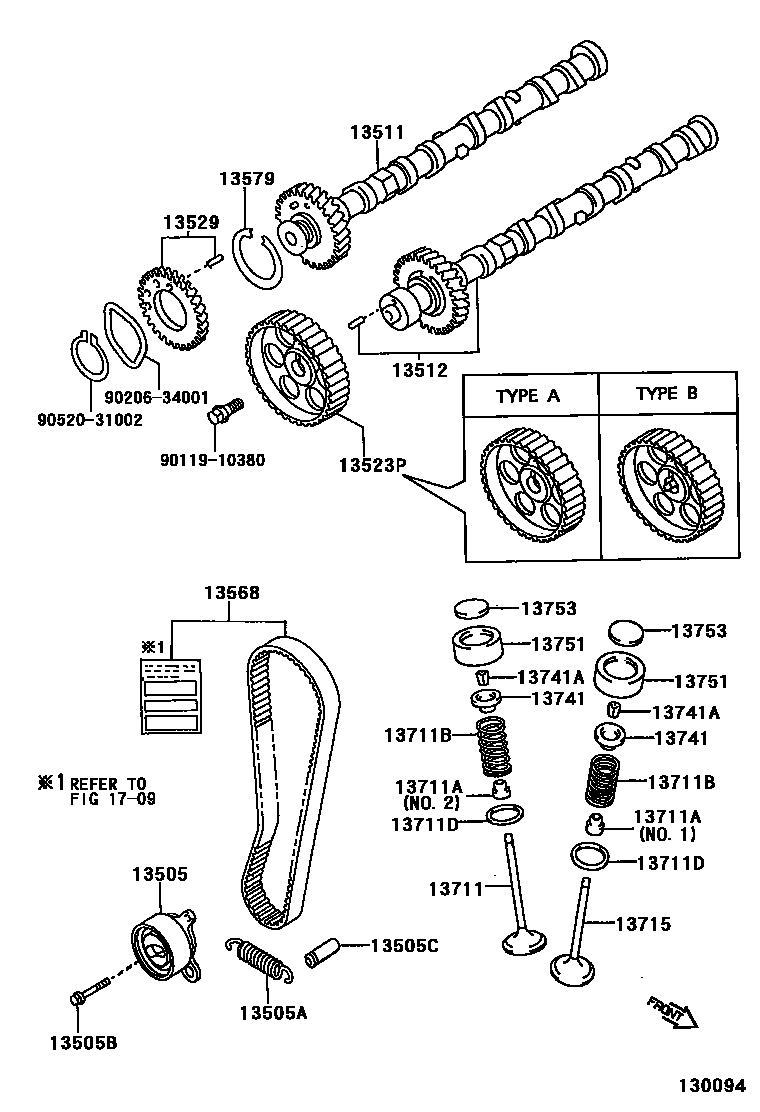 Toyota COROLLA Camshaft & Valve EPC diagram — 130094