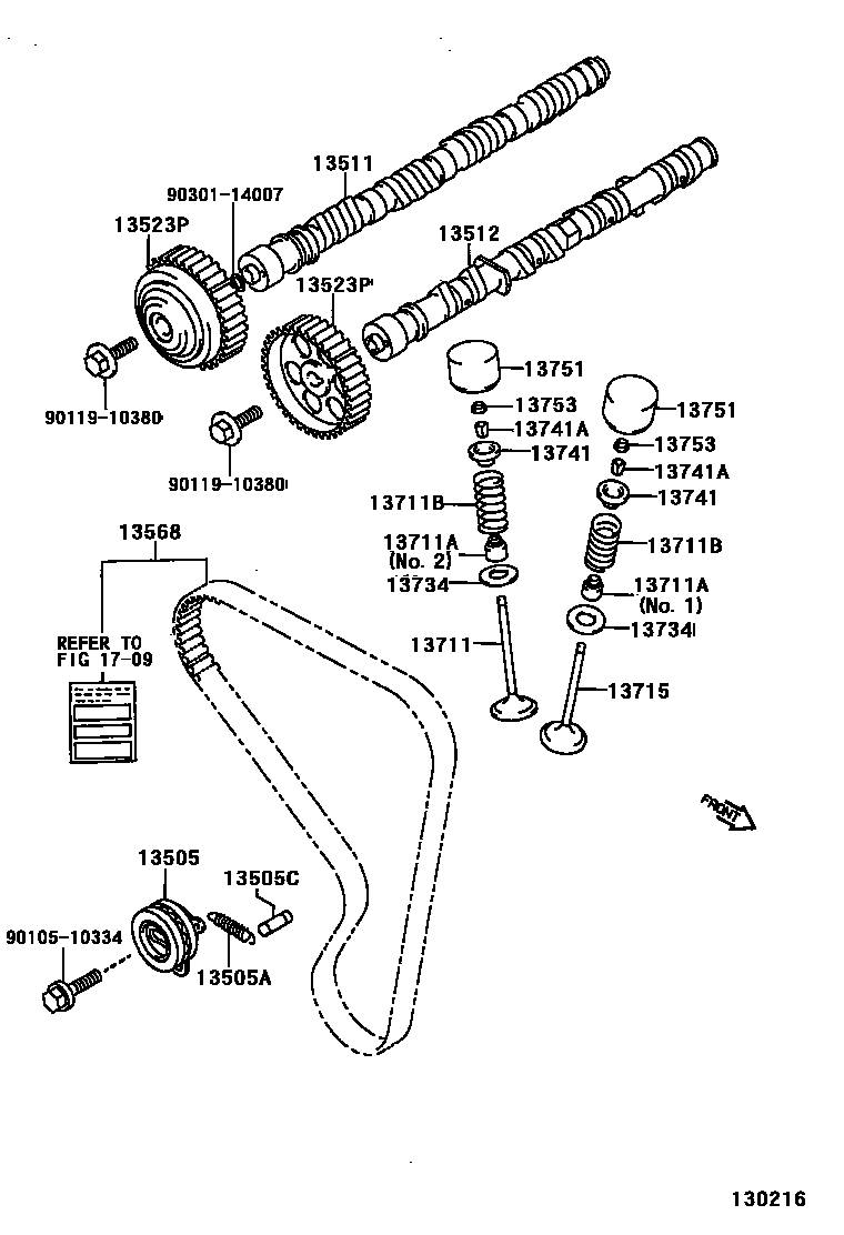 Toyota COROLLA Camshaft & Valve EPC diagram — 130216