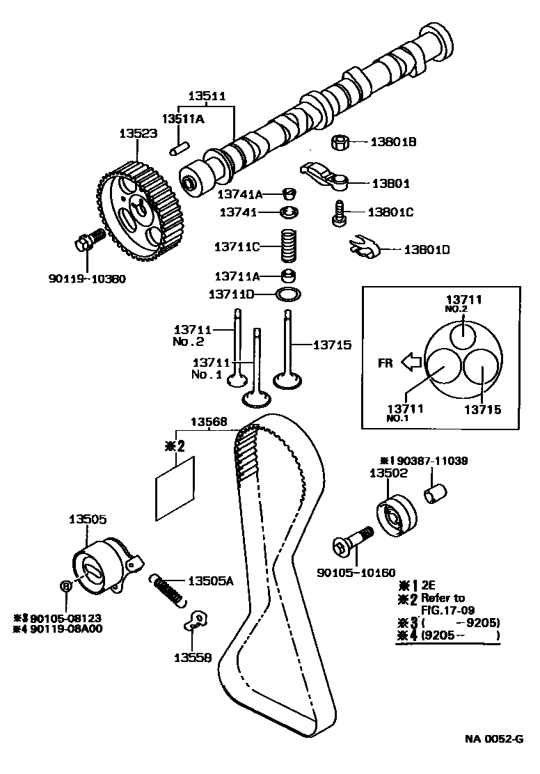Toyota COROLLA Camshaft & Valve EPC diagram — NA0052G