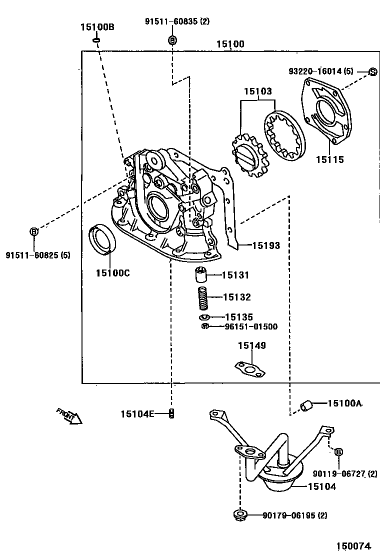 Toyota COROLLA Engine Oil Pump EPC diagram — 150074