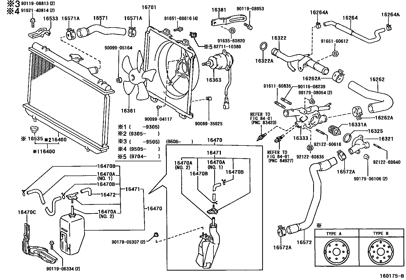 Toyota COROLLA RADIATOR & WATER OUTLET EPC diagram — 160175B