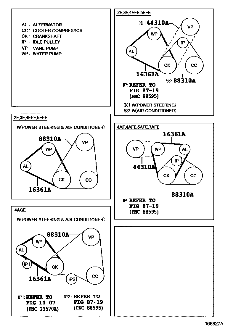 Toyota COROLLA V-Belt EPC diagram — 165827A