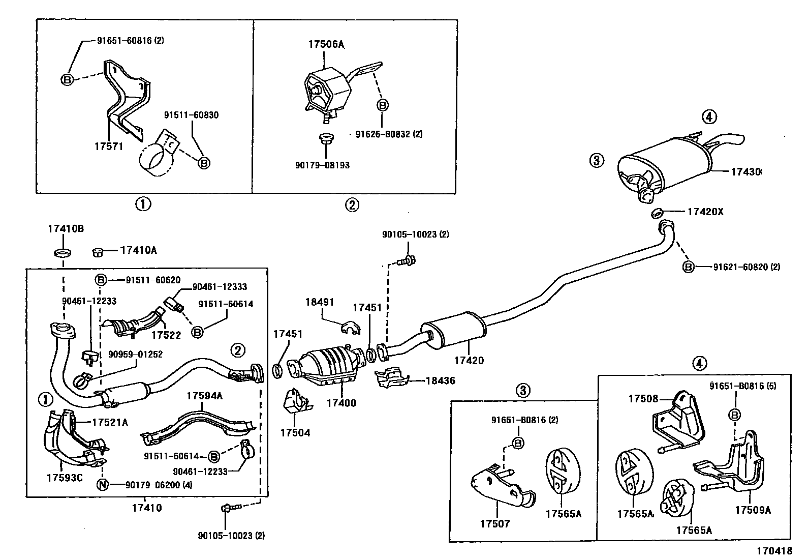 Toyota COROLLA Exhaust Pipe EPC diagram — 170418