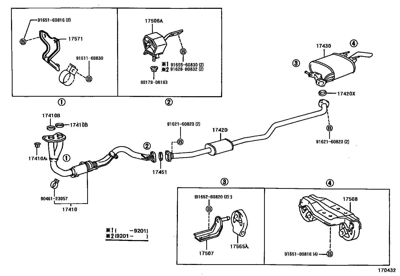 Toyota COROLLA Exhaust Pipe EPC diagram — 170432