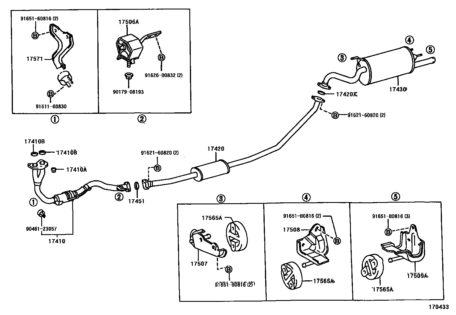 Toyota COROLLA Exhaust Pipe EPC diagram — 170433