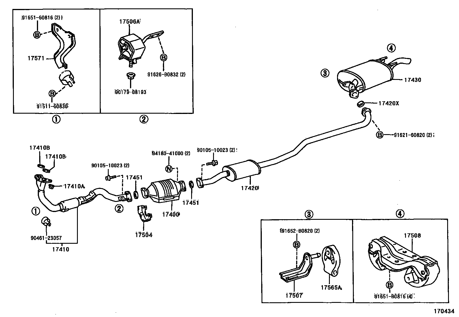 Toyota COROLLA Exhaust Pipe EPC diagram — 170434