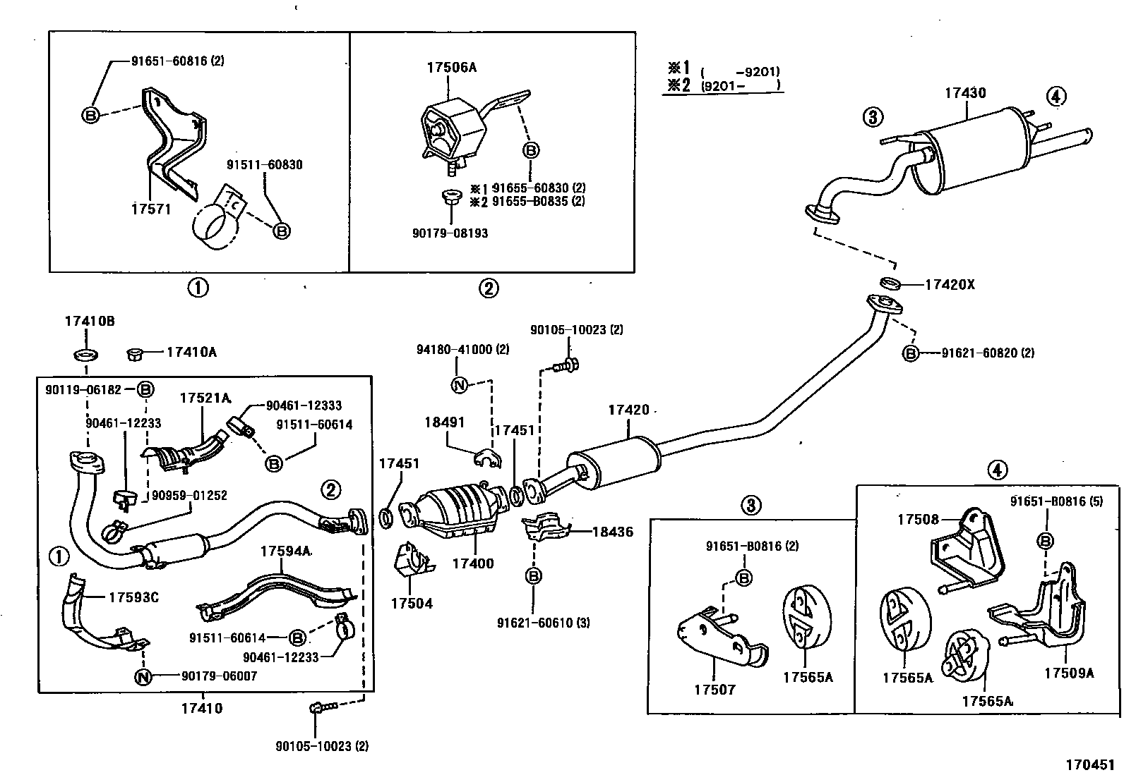 Toyota COROLLA Exhaust Pipe EPC diagram — 170451