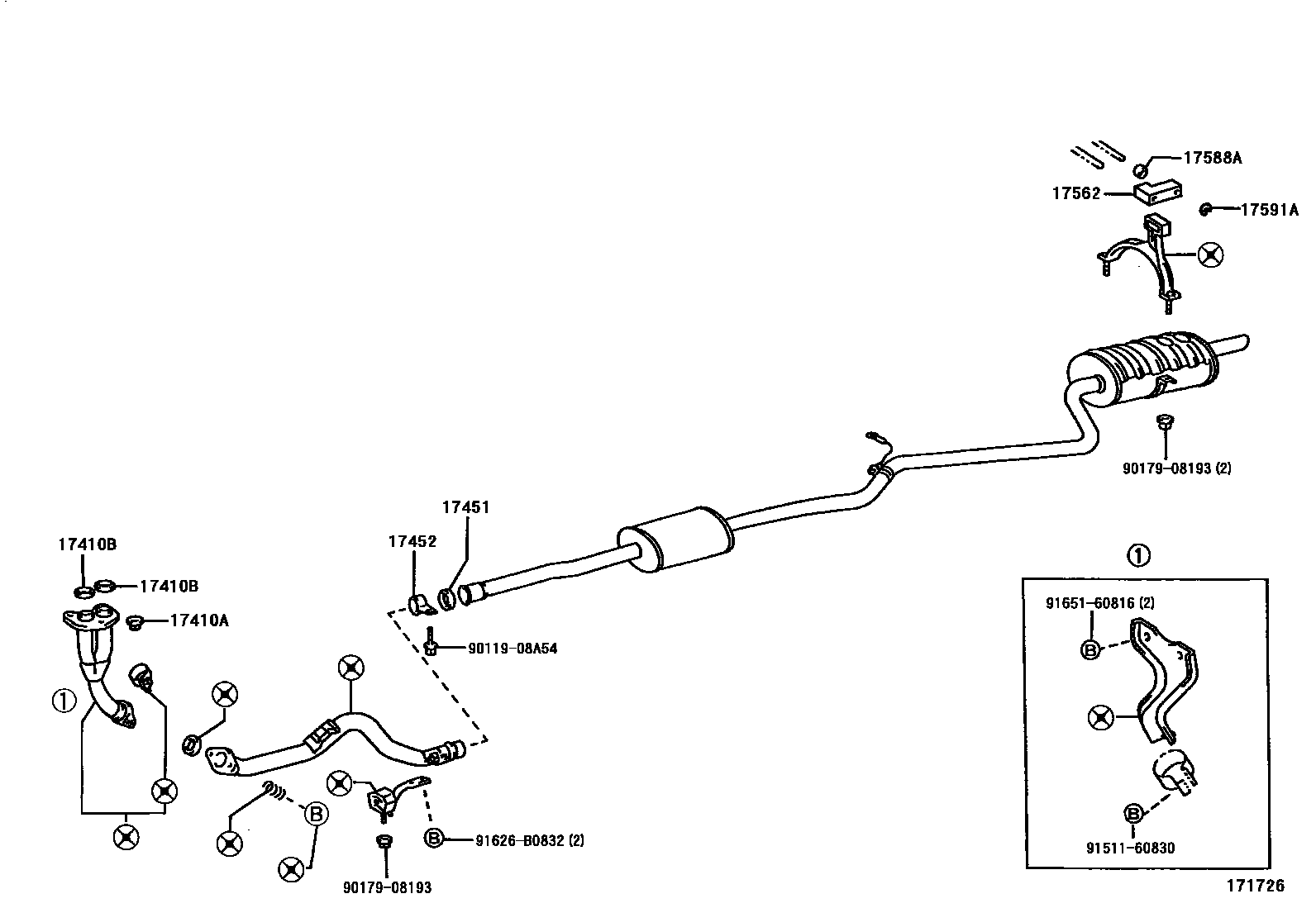 Toyota COROLLA Exhaust Pipe EPC diagram — 171726