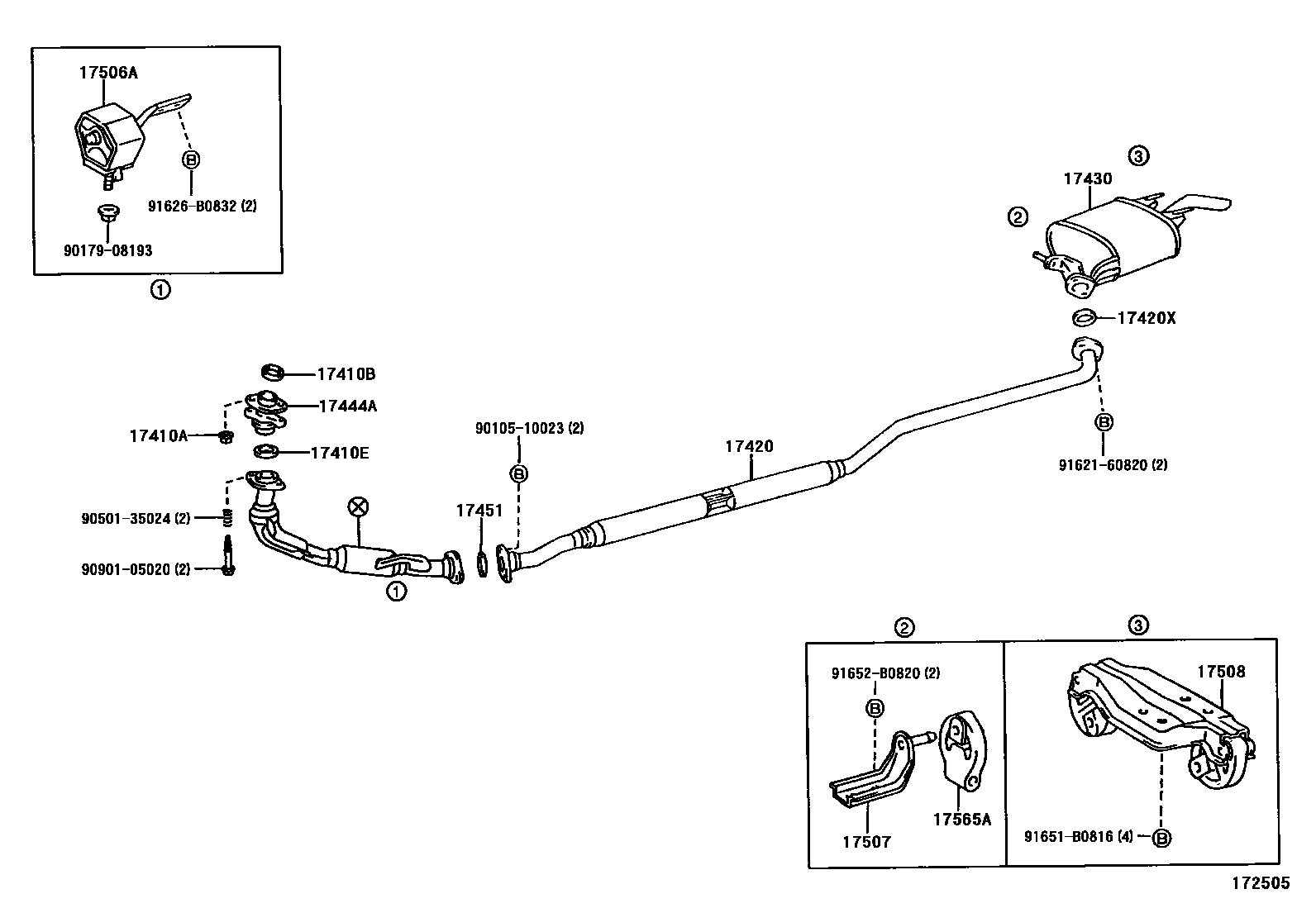 Toyota COROLLA Exhaust Pipe EPC diagram — 172505