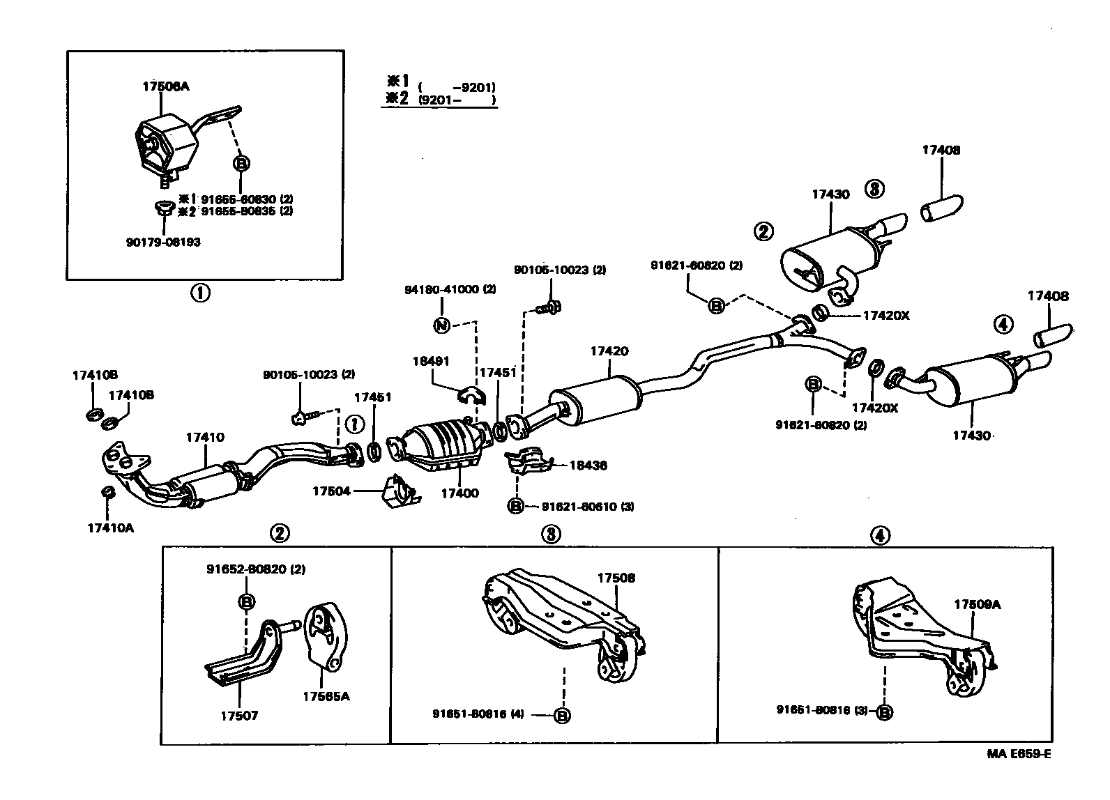 Toyota COROLLA Exhaust Pipe EPC diagram — MAE659E