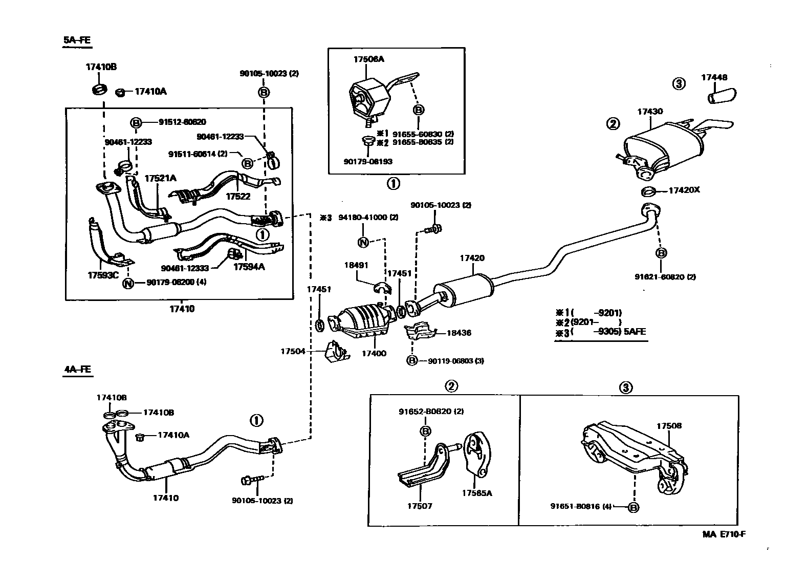 Toyota COROLLA Exhaust Pipe EPC diagram — MAE710F