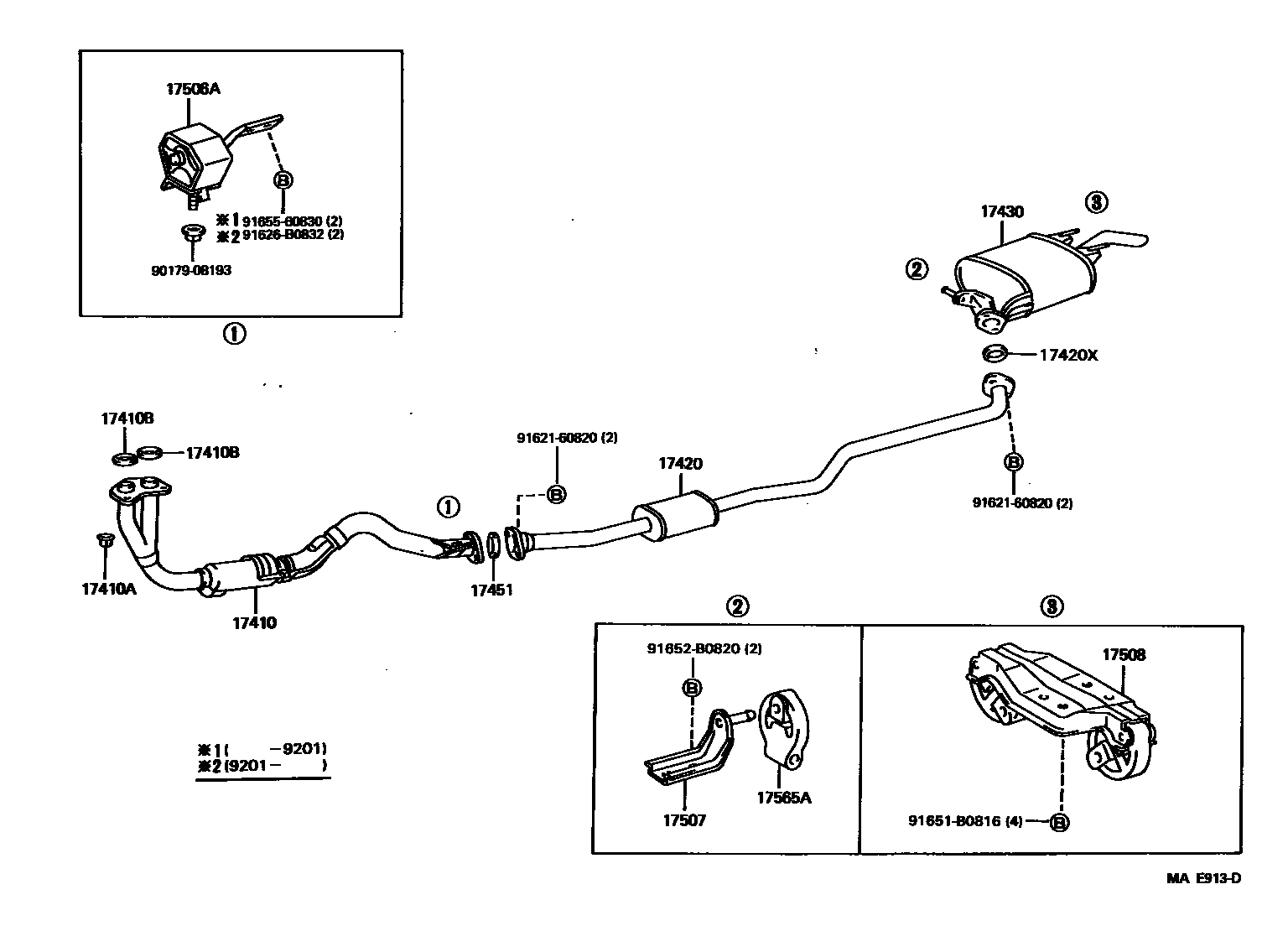 Toyota COROLLA Exhaust Pipe EPC diagram — MAE913D