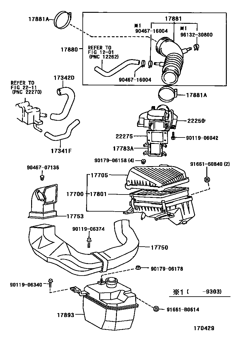 Toyota COROLLA Air Cleaner EPC diagram — 170429
