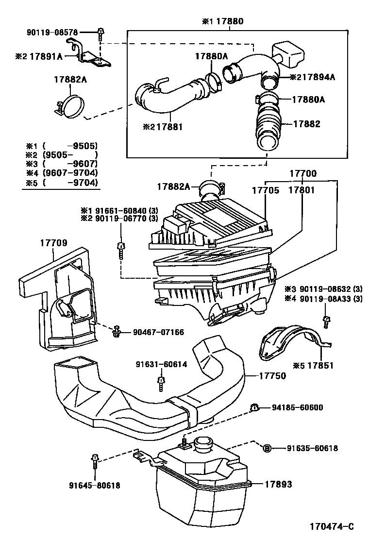 Toyota COROLLA Air Cleaner EPC diagram — 170474C