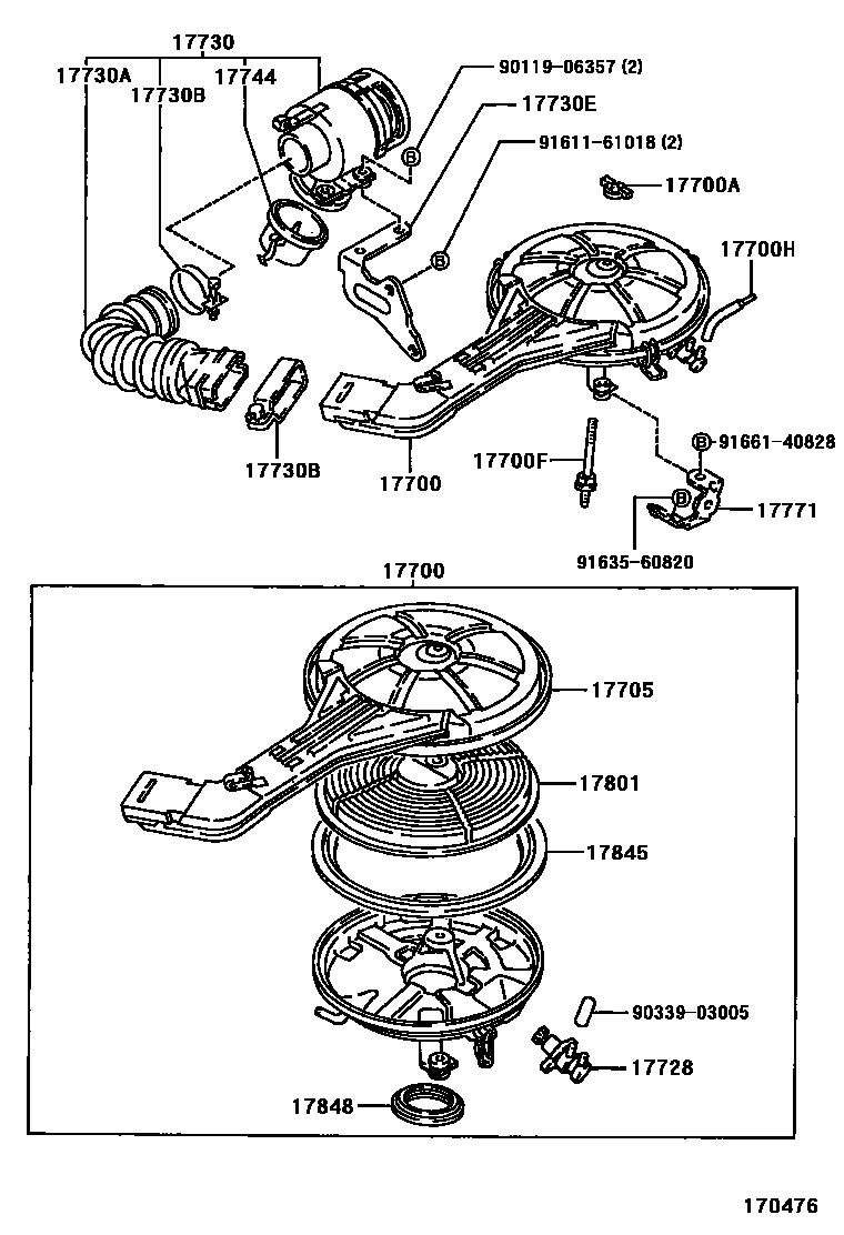Toyota COROLLA Air Cleaner EPC diagram — 170476