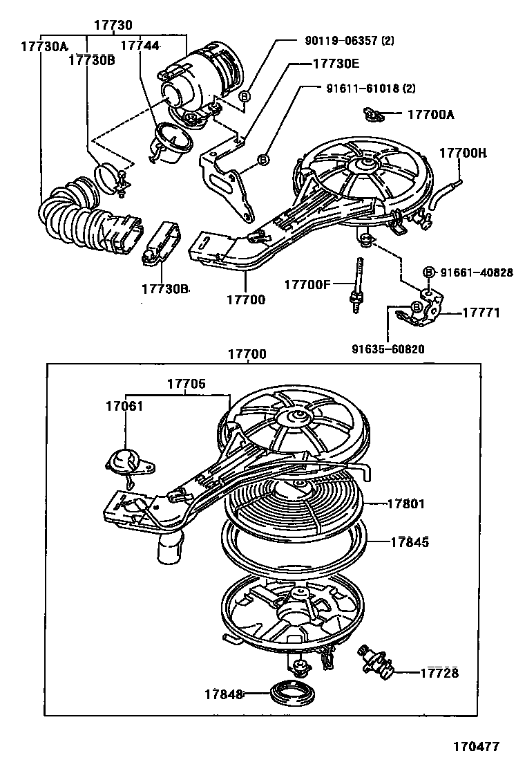 Toyota COROLLA Air Cleaner EPC diagram — 170477