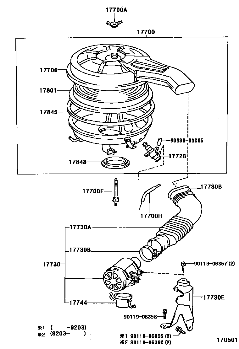 Toyota COROLLA Air Cleaner EPC diagram — 170501