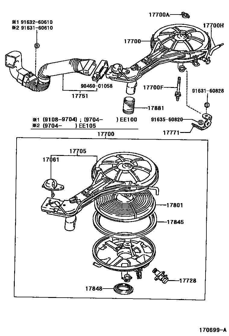 Toyota COROLLA Air Cleaner EPC diagram — 170699A