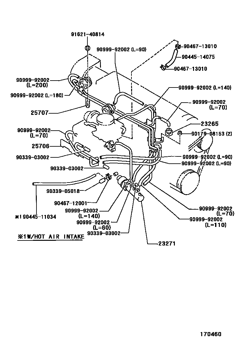 Toyota COROLLA vacuum tube EPC diagram — 170460