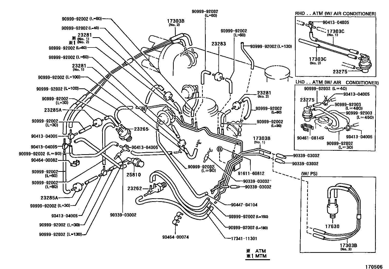 Toyota COROLLA vacuum tube EPC diagram — 170506