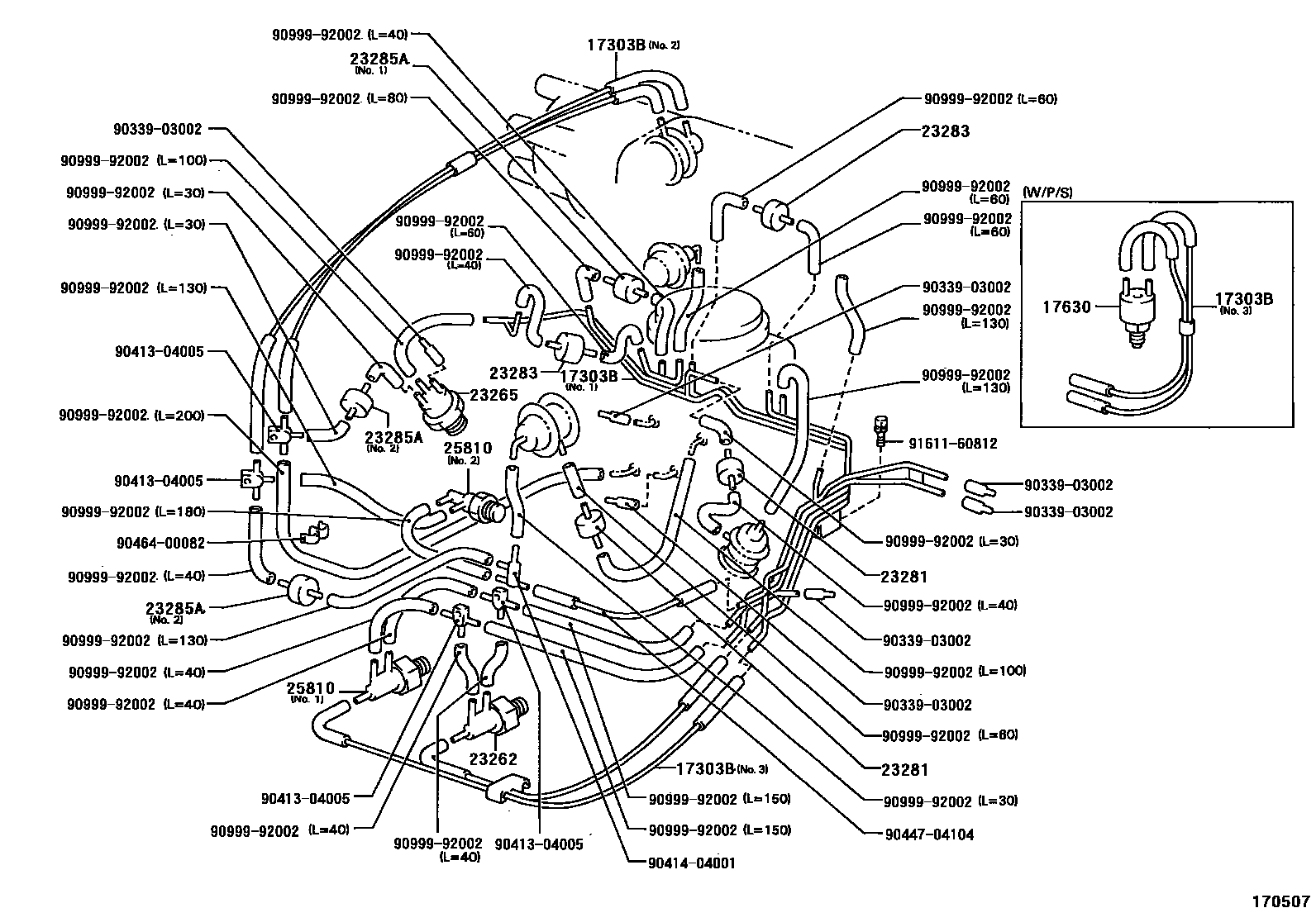 Toyota COROLLA vacuum tube EPC diagram — 170507