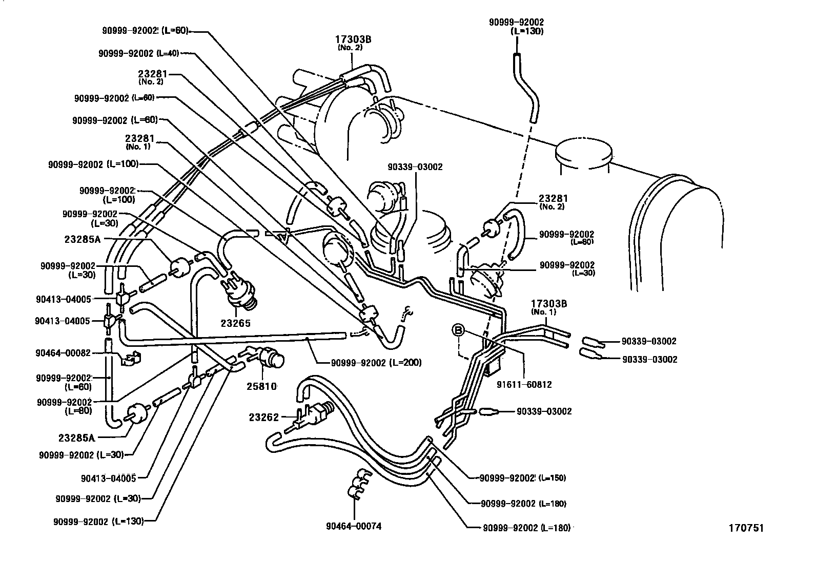 Toyota COROLLA vacuum tube EPC diagram — 170751