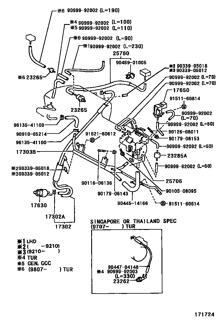 Toyota COROLLA vacuum tube EPC diagram — 171724