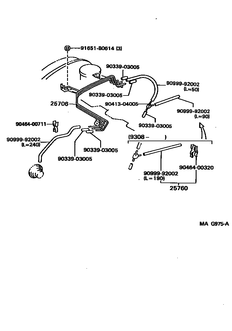Toyota COROLLA vacuum tube EPC diagram — MAG975A