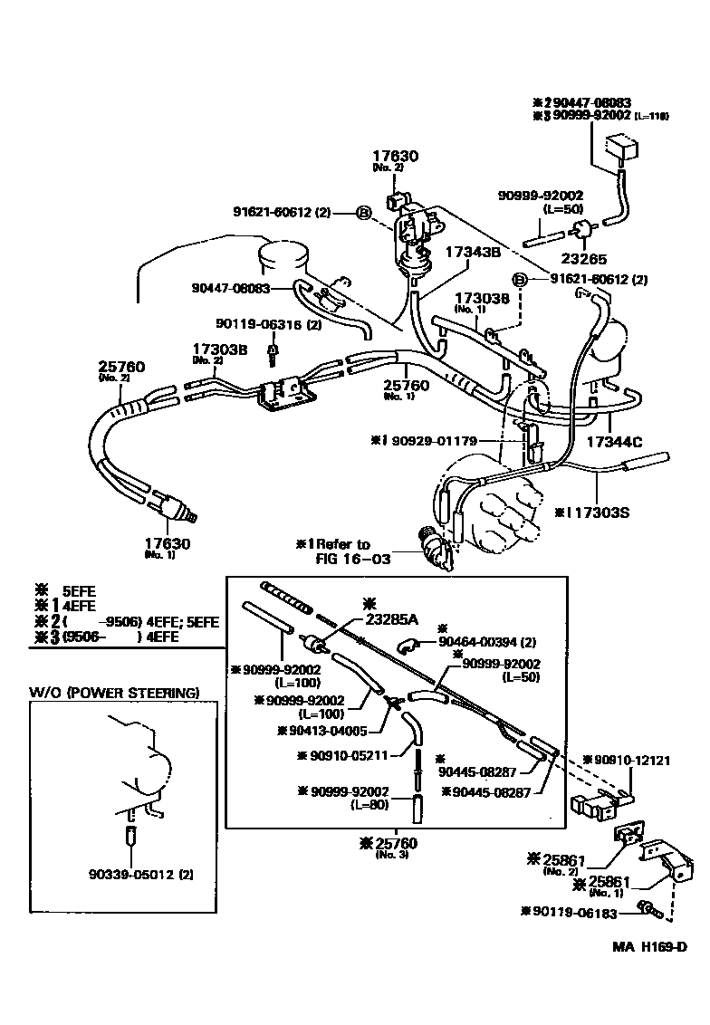 Toyota COROLLA vacuum tube EPC diagram — MAH169D