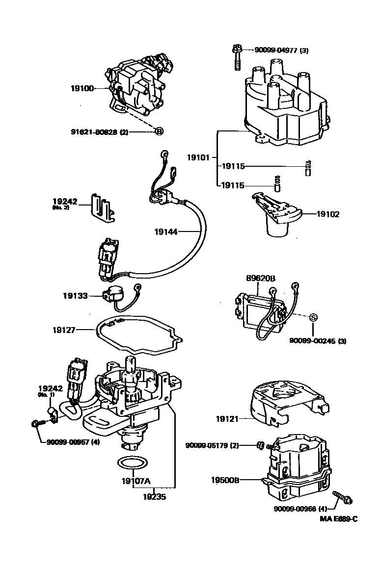 Toyota COROLLA 分电器 EPC diagram — MAE689C