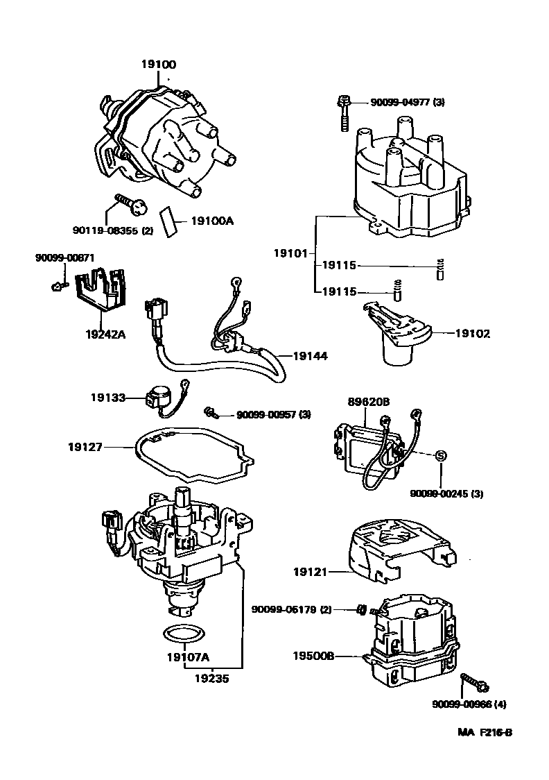 Toyota COROLLA 分电器 EPC diagram — MAF216B