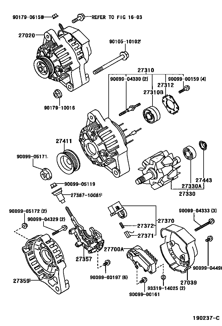 Toyota COROLLA Alternator EPC diagram — 190237C